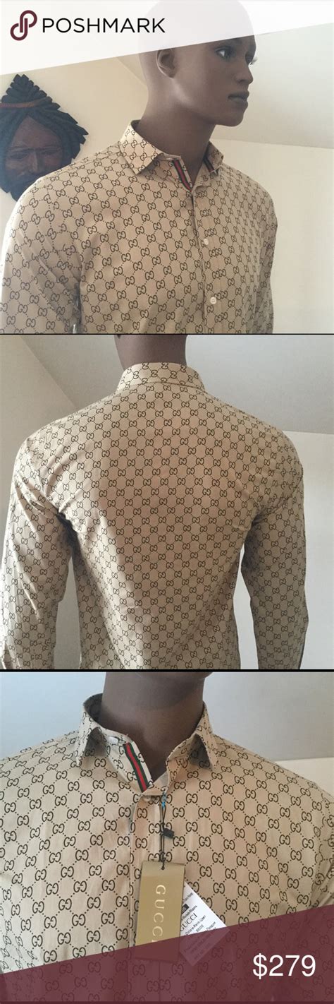 gucci button down mens|Gucci button up shirt men.